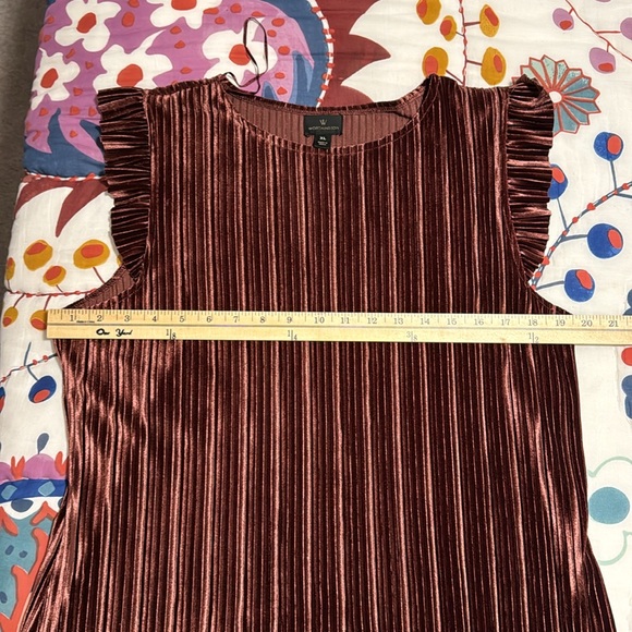 WORTHINGTON Wine Maroon Velvet Flutter Sleeve Tank - XL - Picture 6 of 7